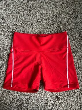 Athleta Red Women's Bike Shorts with White Side Stripe